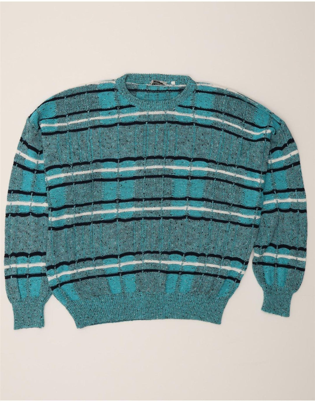 Les Jacquelines Herre Crew Neck Jumper Sweater IT 52 Stor Blå Stribet