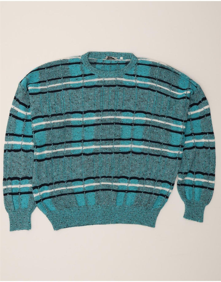 Les Jacquelines Herre Crew Neck Jumper Sweater IT 52 Stor Blå Stribet