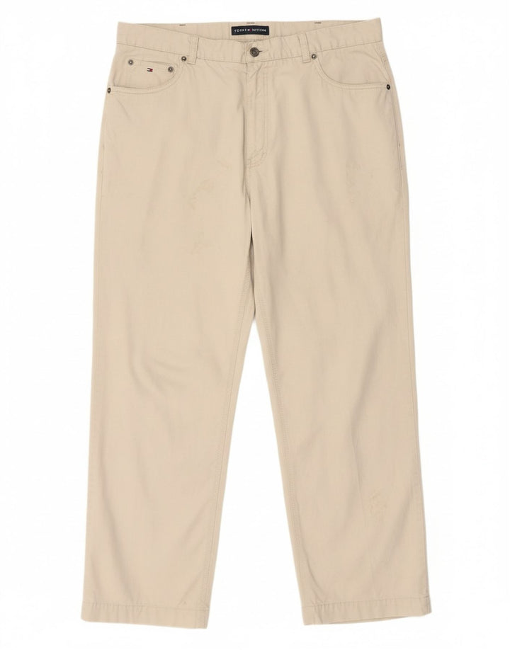TOMMY HILFIGER Mens Straight Jeans W36 L27 Beige Cotton