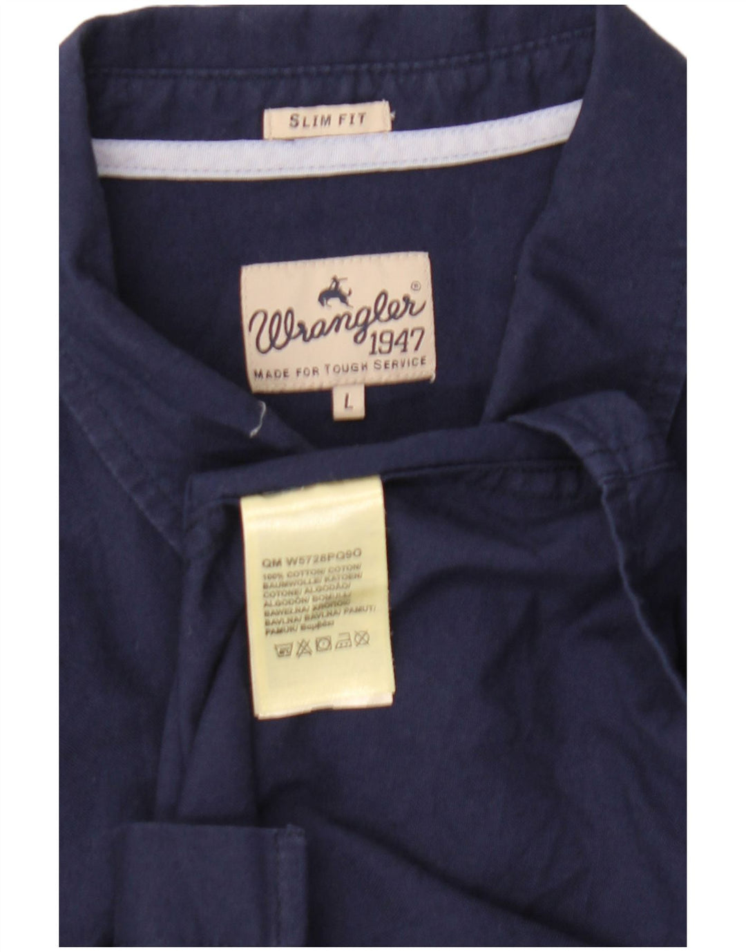 Wrangler Slim Fit skjorte til mænd, stor marineblå bomuld
