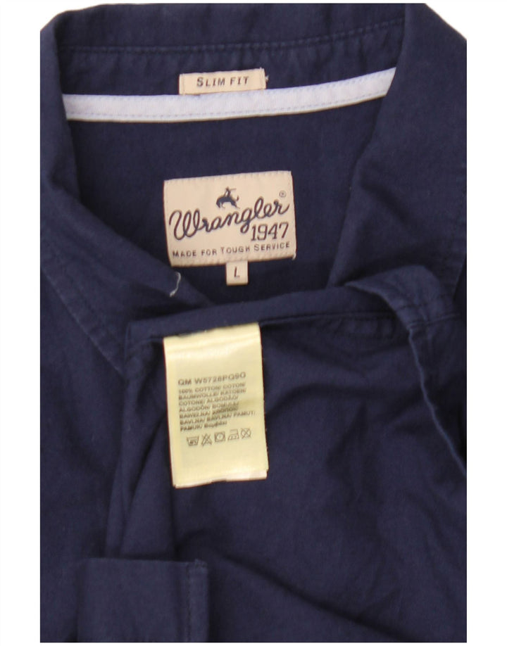 Wrangler Slim Fit skjorte til mænd, stor marineblå bomuld