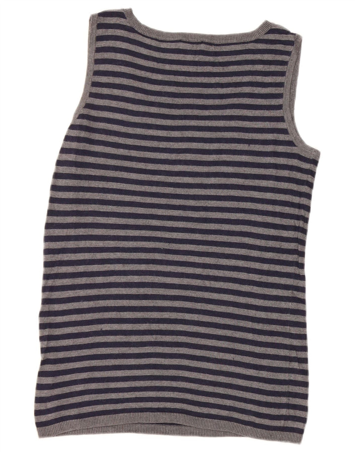 Phase Eight Dame Vest Tank Top UK 12 Medium Grå Stribet Nylon