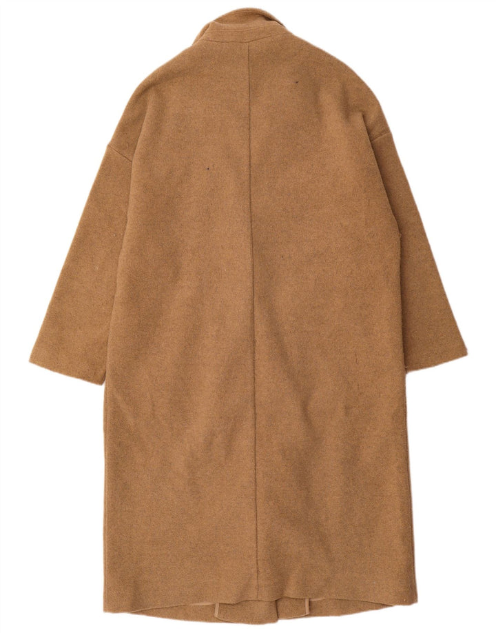 Zara Dame Oversized Overfrakke UK 10 Small Beige Polyester