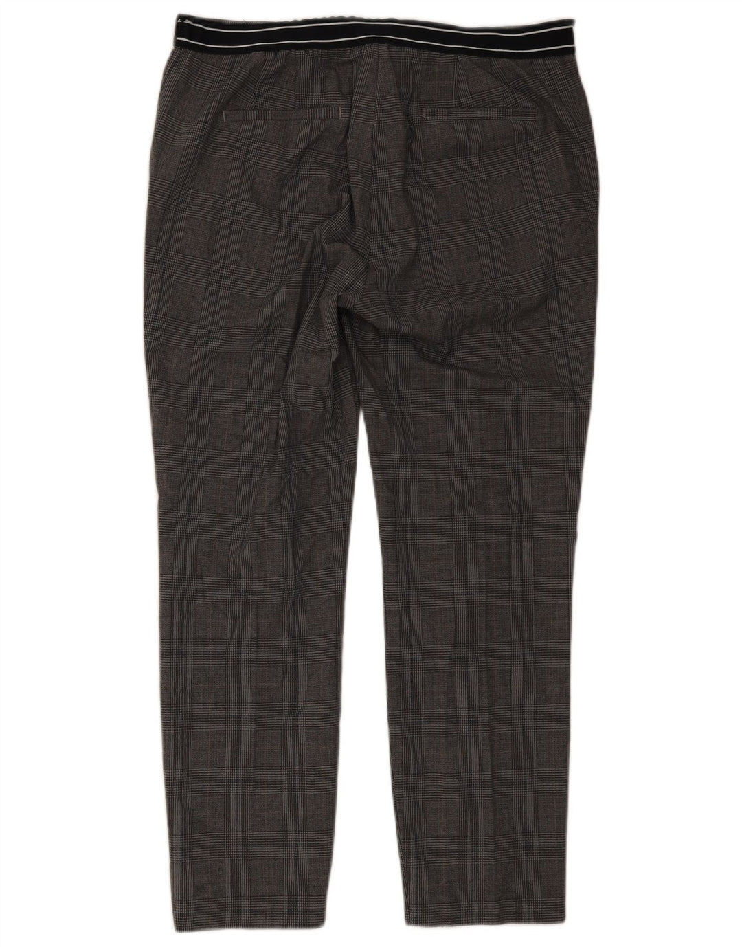Zara Slim Chino-bukser til kvinder XL W32 L27 Grå ternet polyester