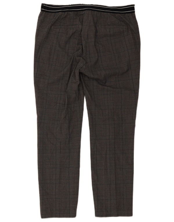 Zara Slim Chino-bukser til kvinder XL W32 L27 Grå ternet polyester