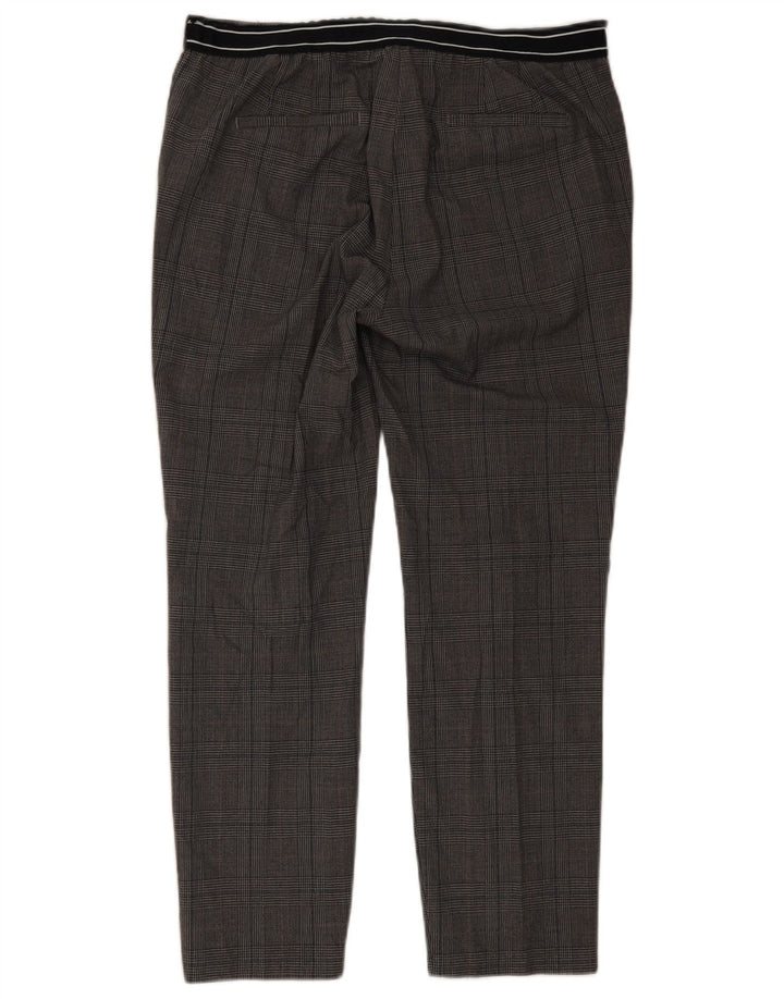 Zara Slim Chino-bukser til kvinder XL W32 L27 Grå ternet polyester