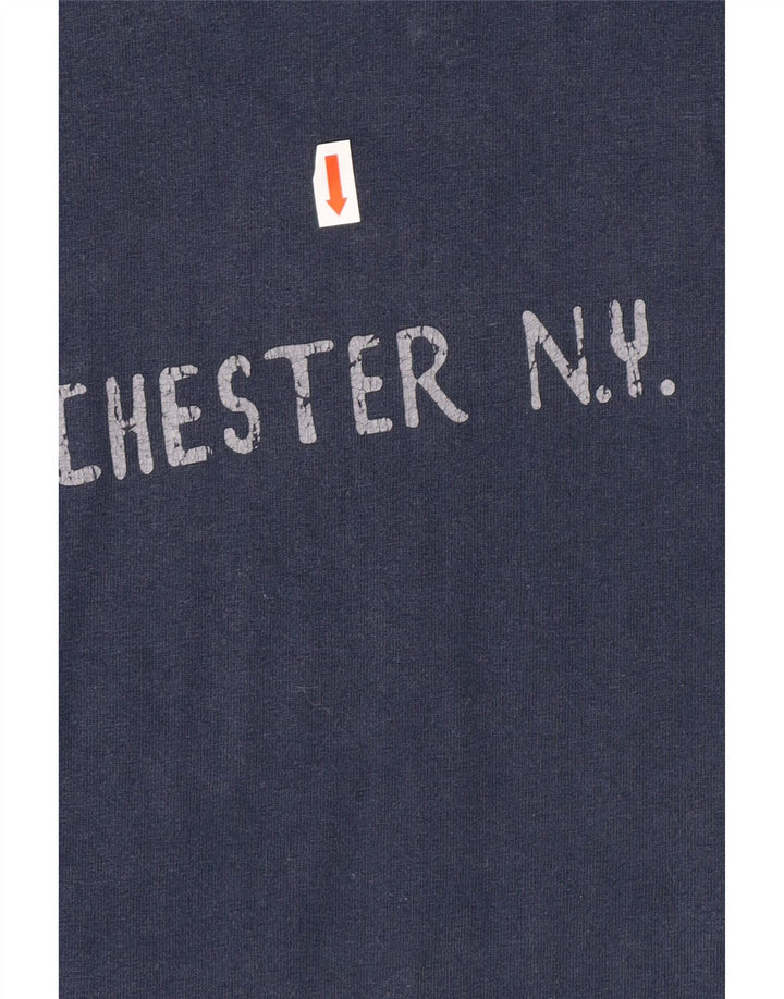 CHAMPION Herre NY Rochester Grafisk T-Shirt Top Medium Navyblå Bomuld