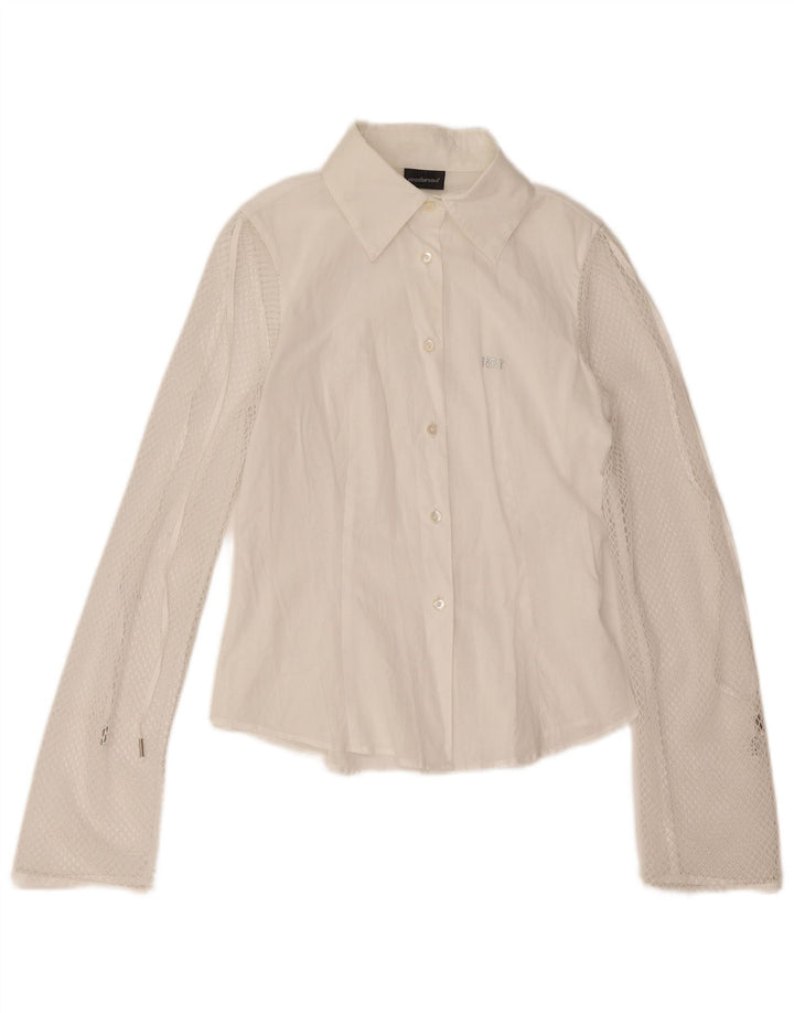 Roccobarocco Dame Shirt Bluse UK 8 Small White