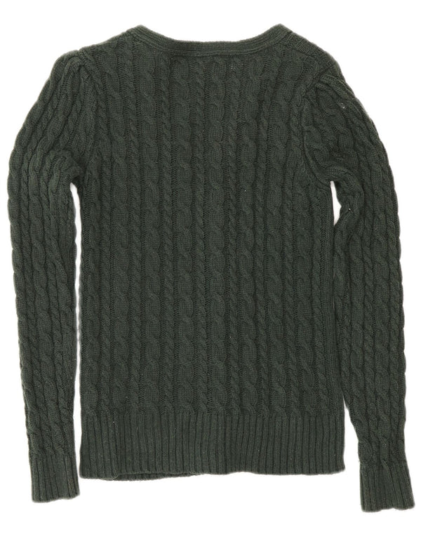 Zara Dame Cardigan Sweater UK 12 Medium Green Bomuld