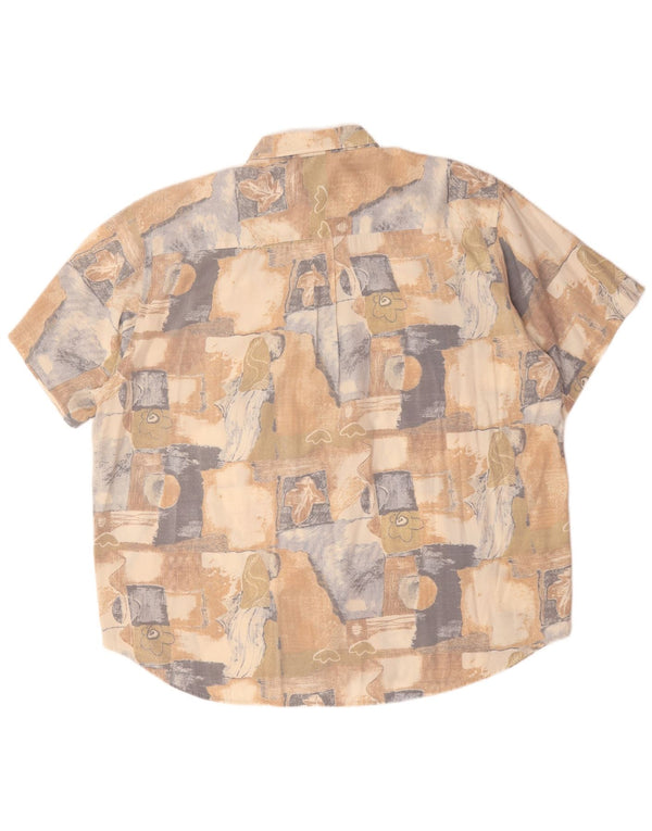 Vintage kortærmet herreskjorte størrelse 43/44 XL Flerfarvet patchwork