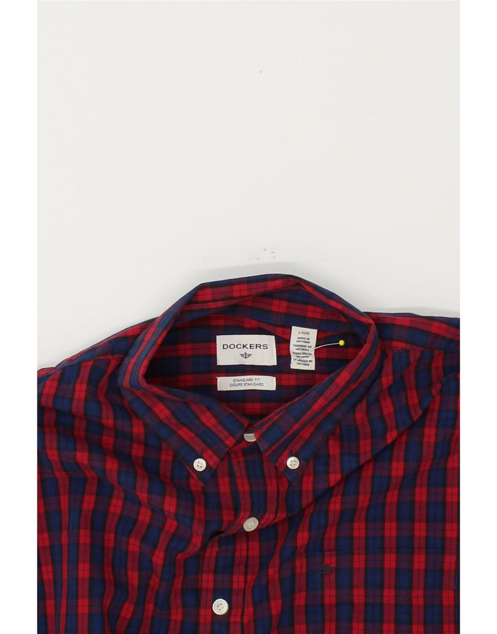 DOCKERS Mens Standard Fit Shirt Large Red Check Cotton Vintage Dockers and Second-Hand Dockers from Messina Hembry 