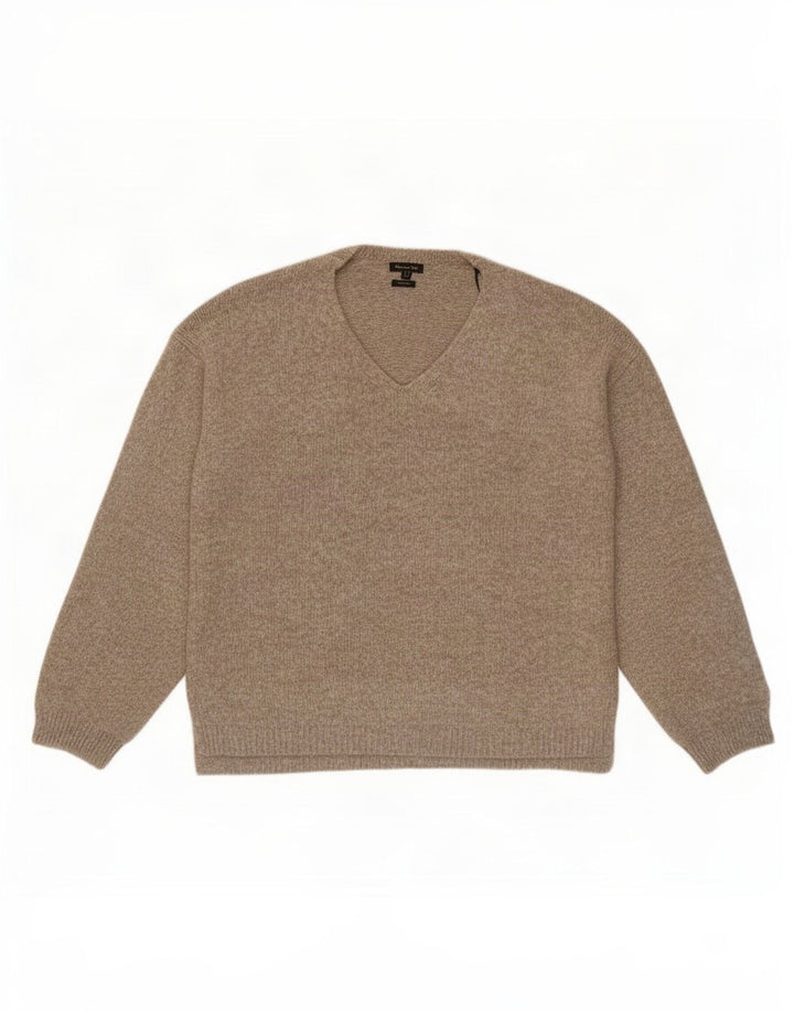 Massimo Dutti Herre V-hals sweater Medium Beige Polyamid