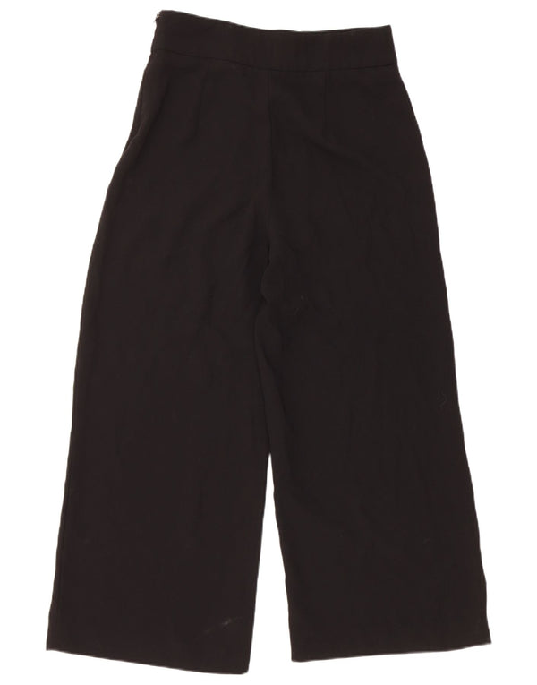 Zara Kvinder Højtaljede Brede Ben Cropped Bukser Medium W28 L24 Sort