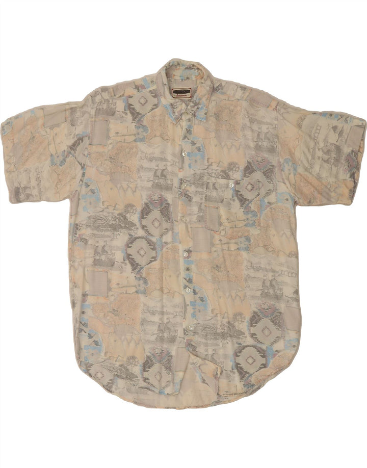 VINTAGE Mens Abstract Pattern Shirt Medium Multicoloured Patchwork Vintage Vintage and Second-Hand Vintage from Messina Hembry 