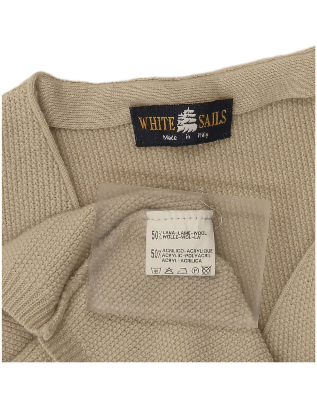 Hvide Sejl Herre Ærmeløs Cardigan Sweater Medium Beige Uld