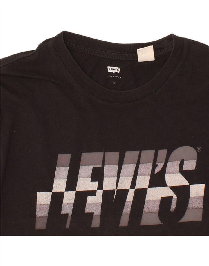 LEVI'S Mens Graphic T-Shirt Top Medium Black Cotton Vintage Levi's and Second-Hand Levi's from Messina Hembry 