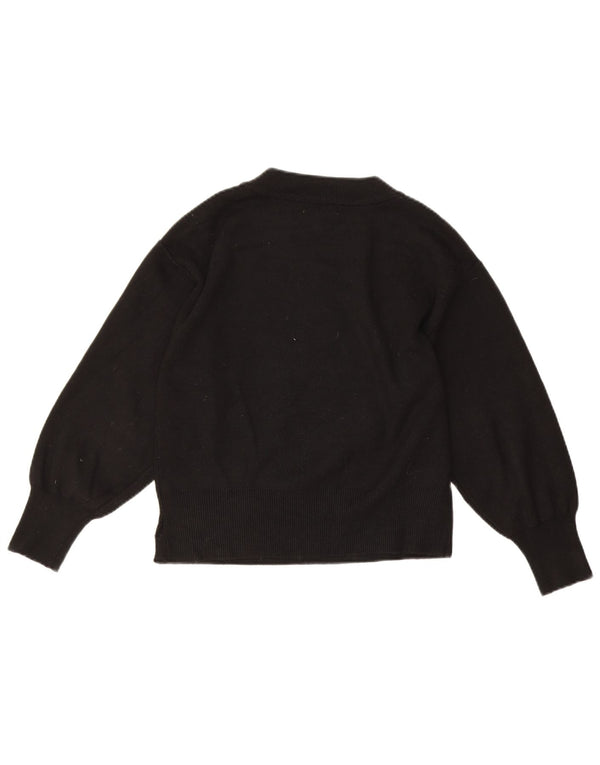 Topshop Dame Grafisk Jumper Sweater UK 6 XS Sort Akryl