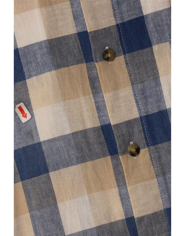 Dacks Kortærmede Herreskjorte XL Beige Gingham Linen