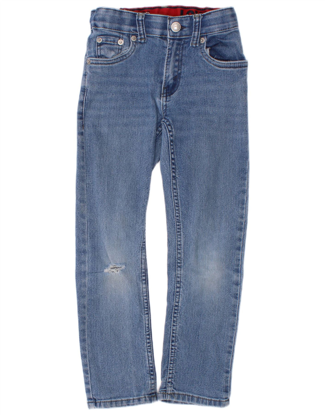 Levi's Boys Distressed Straight Jeans 6-7 år W22 L21 Blue Cotton
