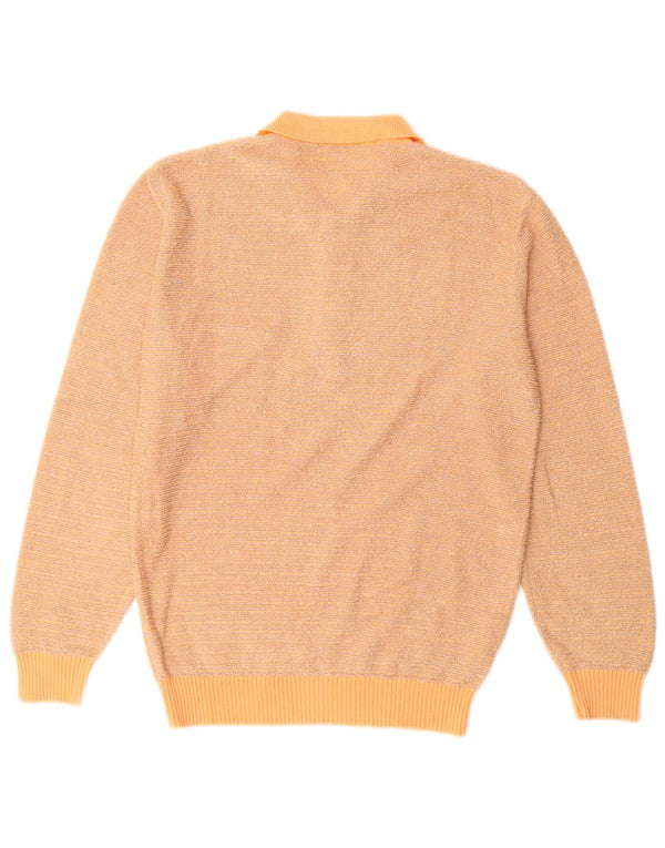 VINTAGE Dame Polo Neck Sweater UK 14 Medium Orange Bomuld