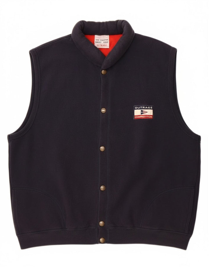 Outrage Herre ærmeløs træningsdragt topjakke 2XL marineblå bomuld