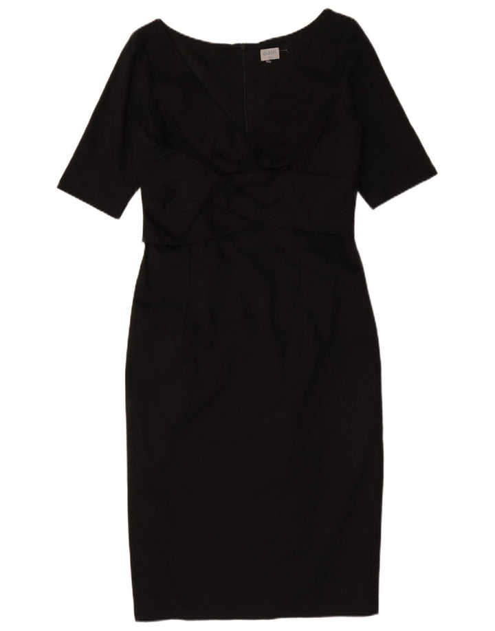 Oasis Womens Sheath Dress UK 12 Medium Black Cotton