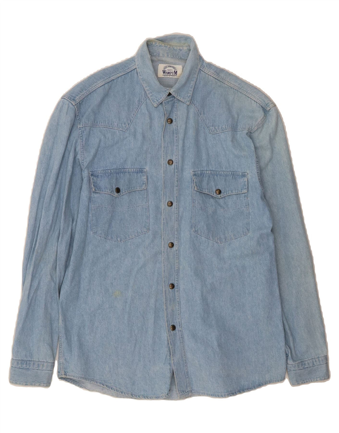WAMPUM Mens Denim Shirt Small Blue Cotton Vintage Wampum and Second-Hand Wampum from Messina Hembry 