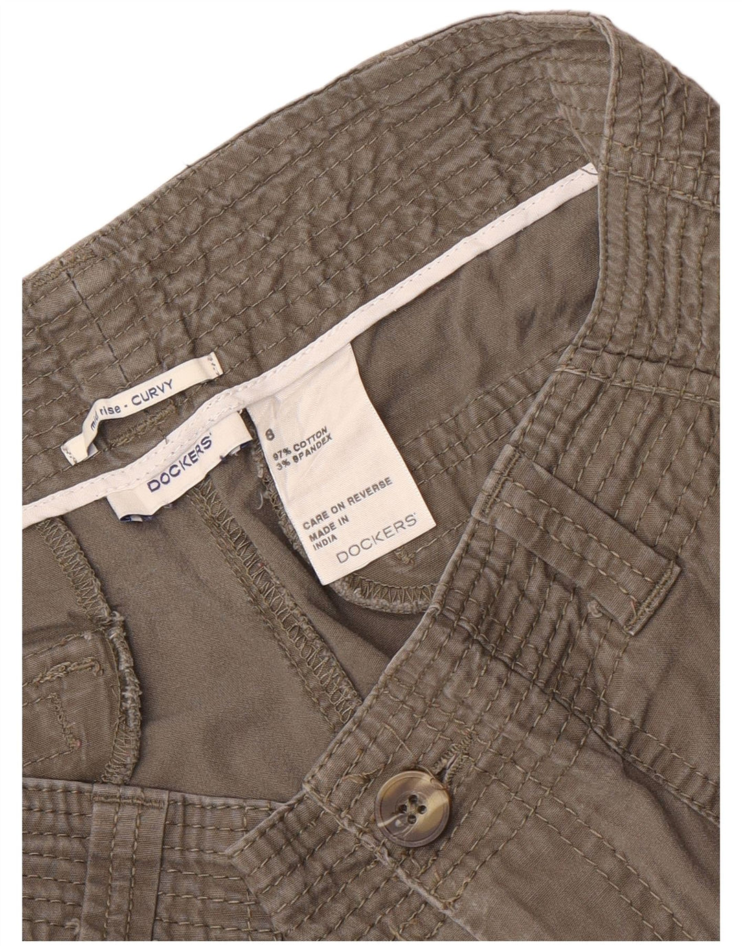 Dockers Womens Curvy Mid Rise Chino Shorts US 8 Medium W32 Grå Bomuld