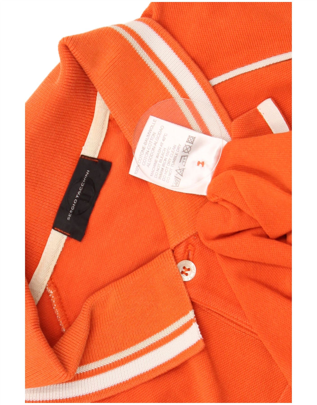 Sergio Tacchini Herre poloshirt EU 50 Medium Orange Colourblock Bomuld