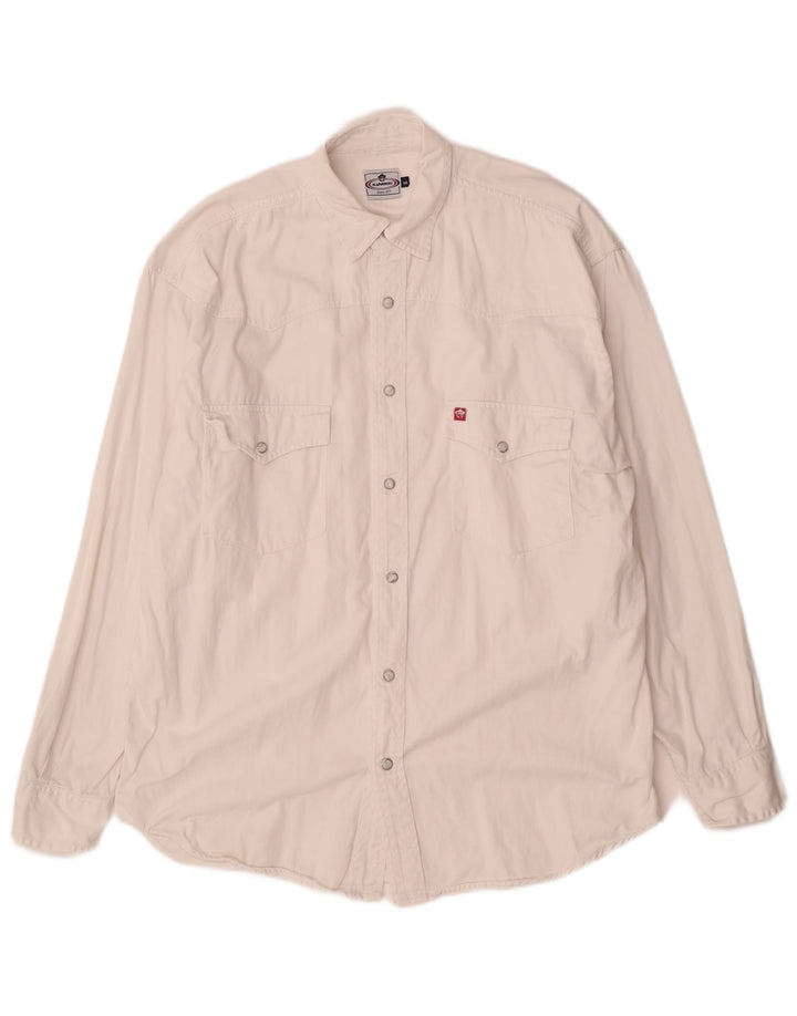 Vintage denimskjorte til mænd Medium hvid bomuld