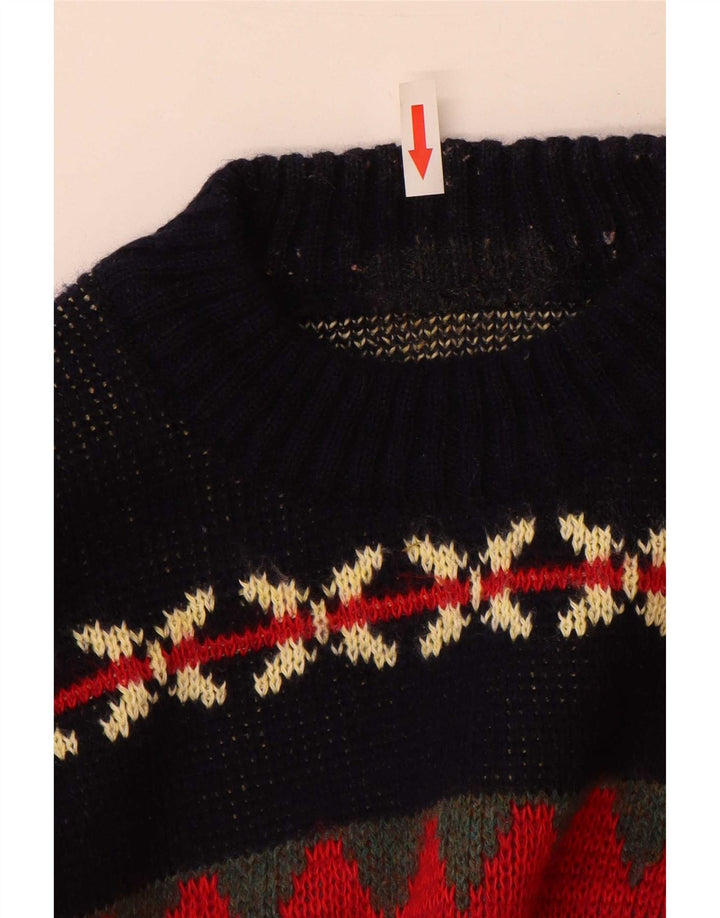 Vintage herre rund hals sweater stor flerfarvet Fair Isle