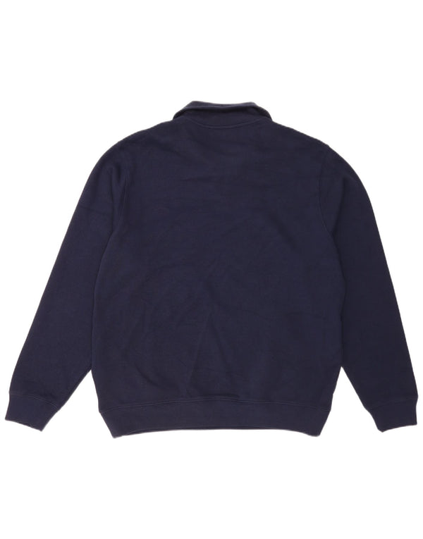 Lacoste Herre Zip Neck Jumper Sweater Størrelse 6 XL Navy Blue Bomuld