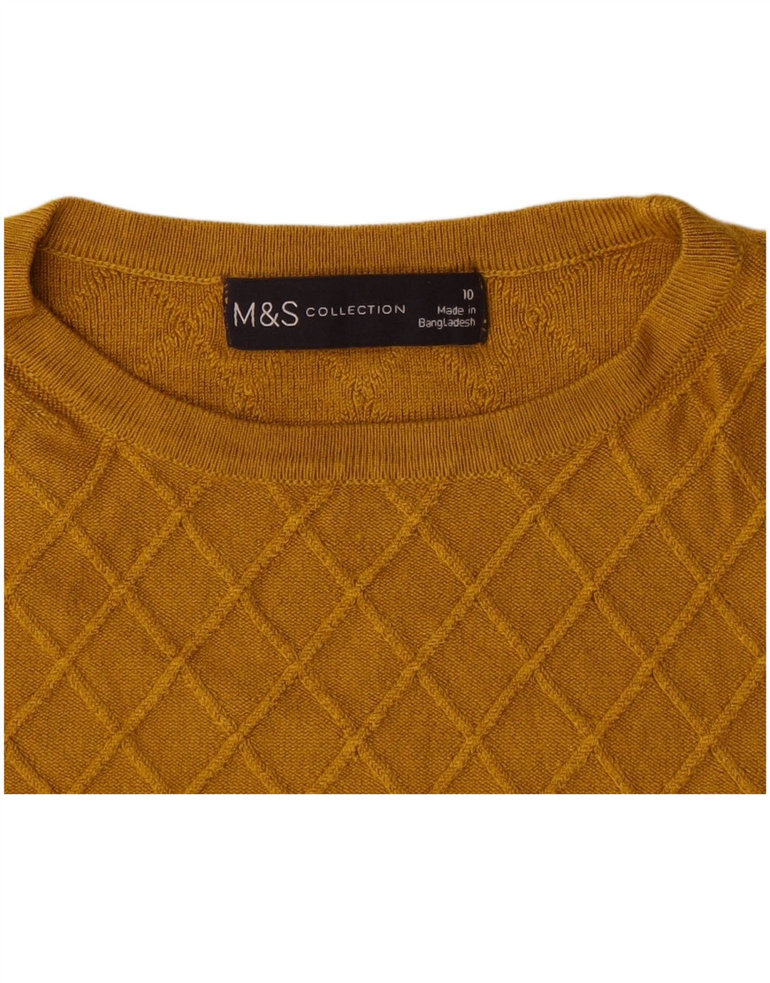 Marks & Spencer Dame sweater med rund hals DK 10 Lille gul ternet