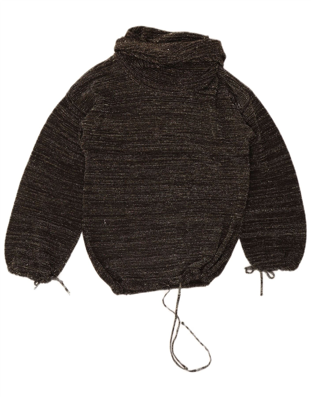 Vintage Dame Roll Neck Jumper Sweater EU 40 Medium Black Flecked