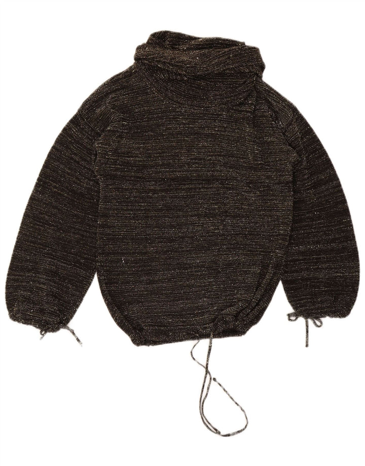 Vintage Dame Roll Neck Jumper Sweater EU 40 Medium Black Flecked