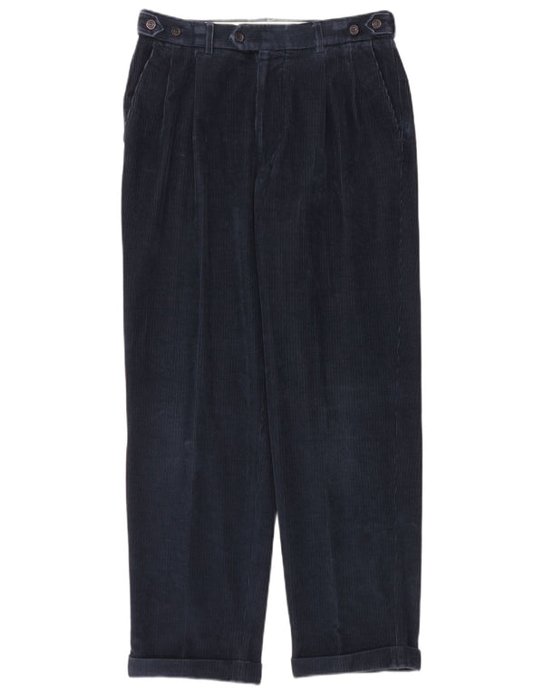 Marks & Spencer Mens Pegged Corduroy Trousers W34 L31 Navy Blue Cotton