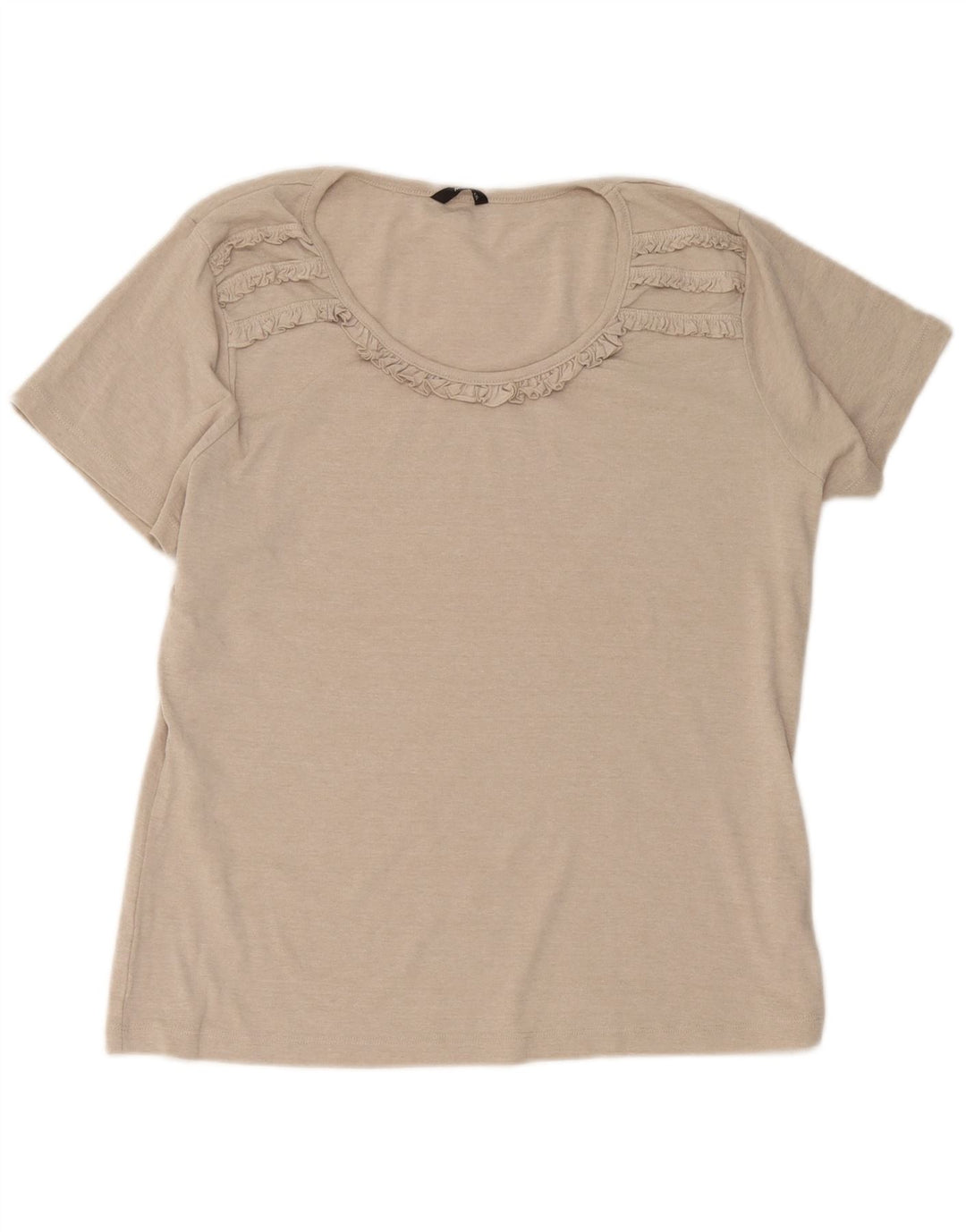 M&Co Dame Flæse Front Bluse Top UK 20 2XL Beige Bomuld