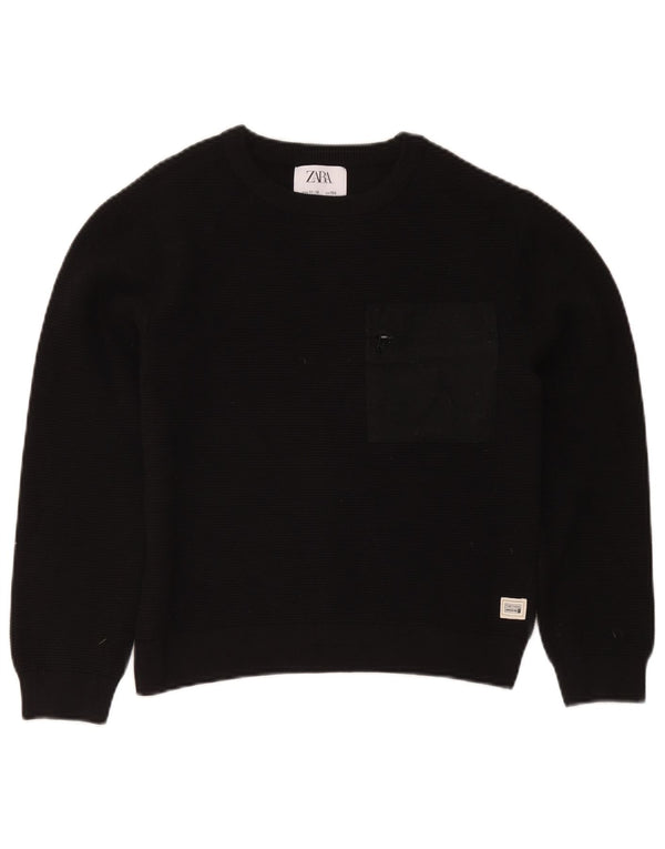 Zara Boys Boat Neck Jumper Sweater 11-12 År Sort Bomuld