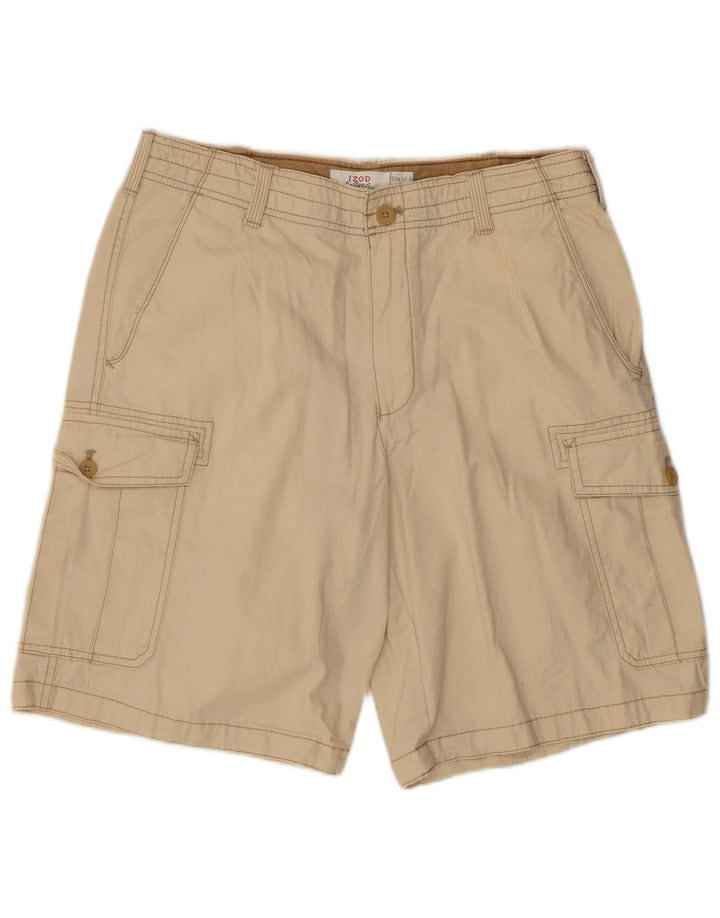 IZOD Mens Salt Water Cargo Shorts W33 Medium Beige Cotton