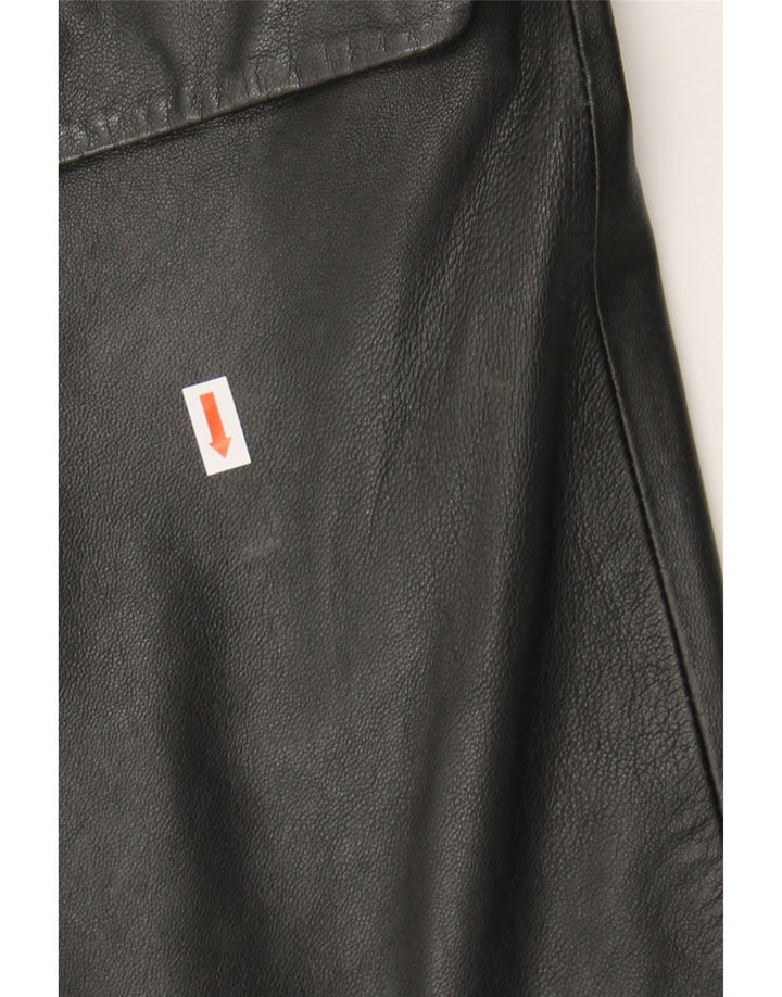 VINTAGE Womens Leather Coat UK 14 Large Black Leather Vintage Vintage and Second-Hand Vintage from Messina Hembry 