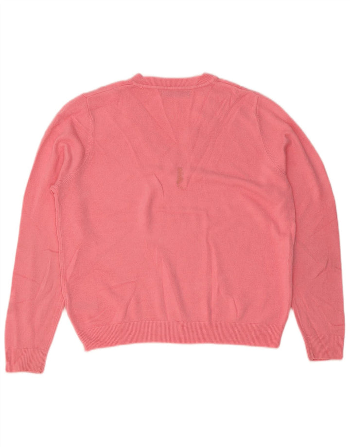 Marks & Spencer Dame V-hals sweater UK 14 Medium Pink Akryl