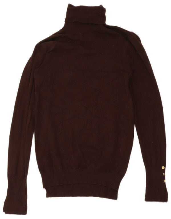 Zara Dame Rullehals Sweater UK 12 Medium Brun Viscose