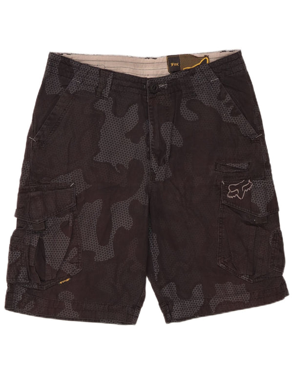 FOX Herre Cargo Shorts W34 Stor Sort Camouflage Bomuld