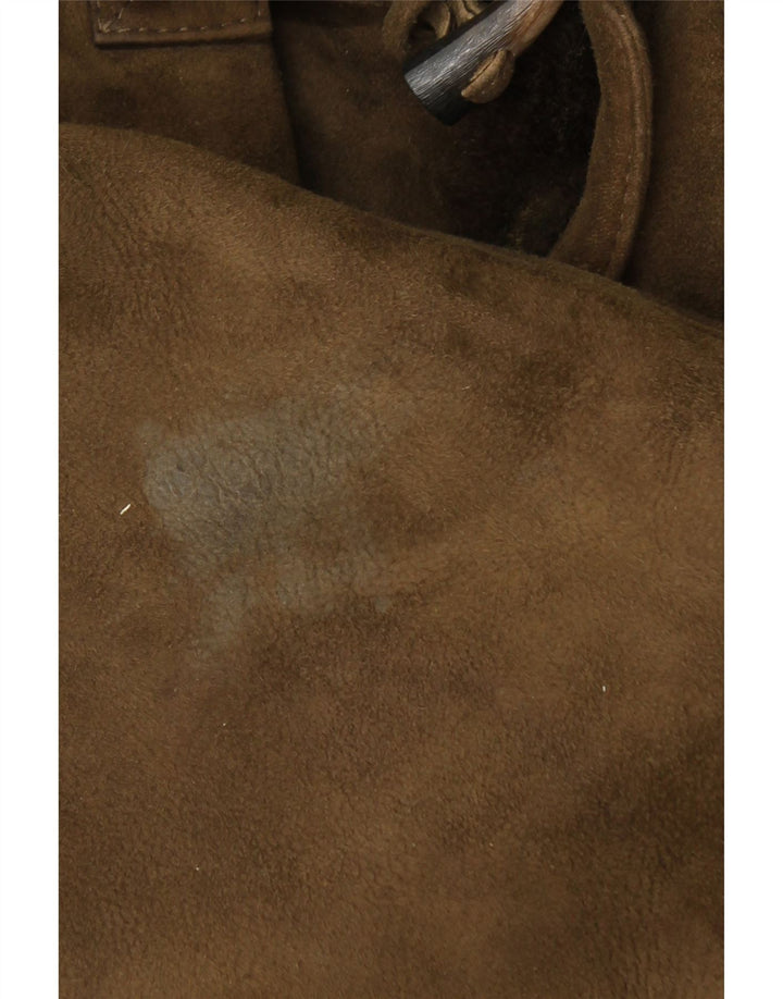 VINTAGE Herre Hætte Shearling Overfrakke IT 50 Stor Khaki Shearling