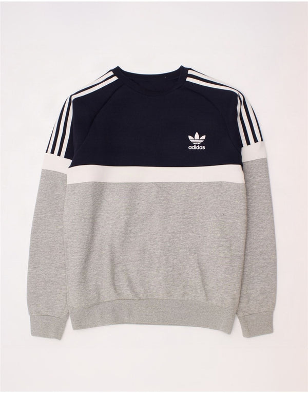 Adidas Boys Sweatshirt Jumper 13-14 år Grå Colourblock Bomuld