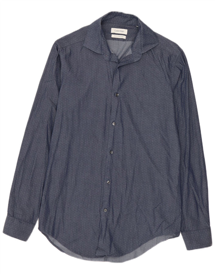 CALVIN KLEIN Herre Slim Fit skjorte Medium Navy Blue Spotted