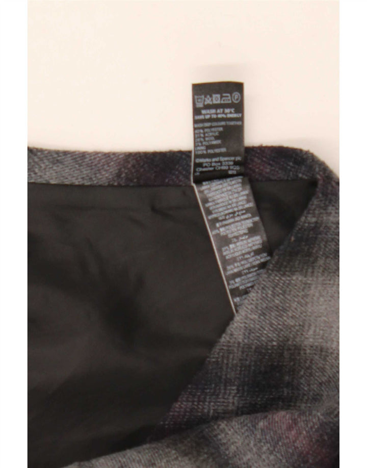 Marks & Spencer Dame Flared Skirt UK 12 Medium W30 Grey Plaid Polyester