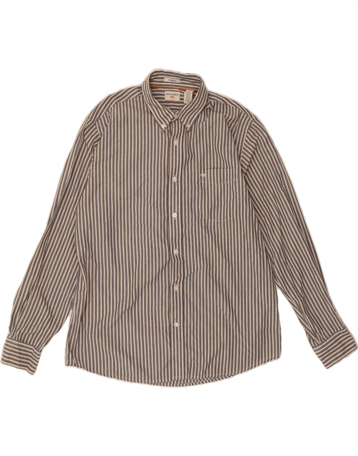 DOCKERS Mens Classic Fit Shirt Large Grey Striped Cotton Vintage Dockers and Second-Hand Dockers from Messina Hembry 