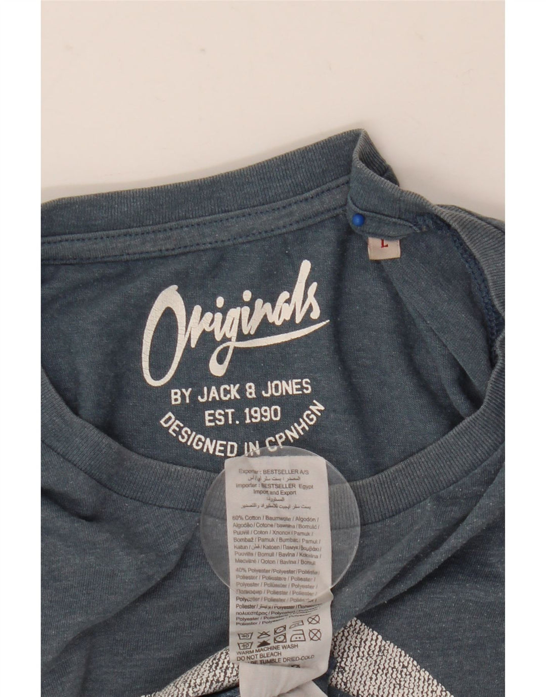 Jack & Jones Herre grafisk T-shirt Top Stor Blå Bomuld