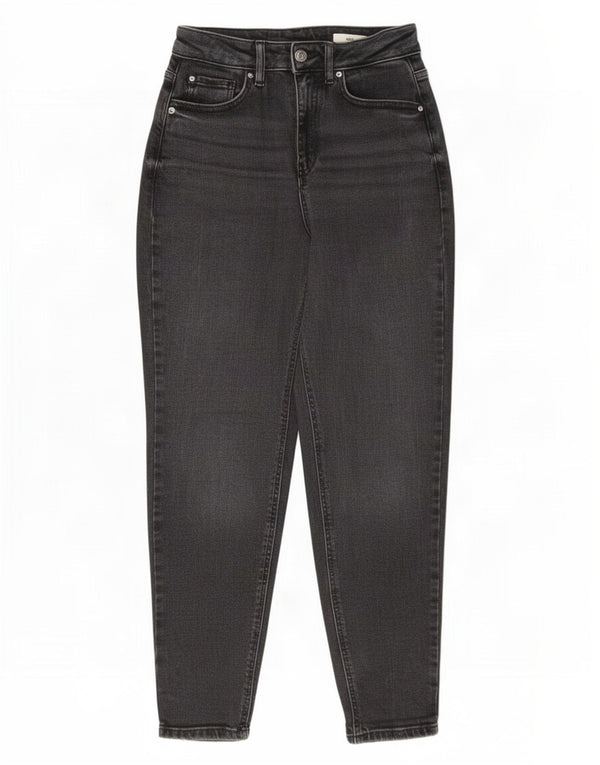 Marks & Spencer Dame Mom Tapered Jeans UK 8 Small W27 L27 Black Bomuld